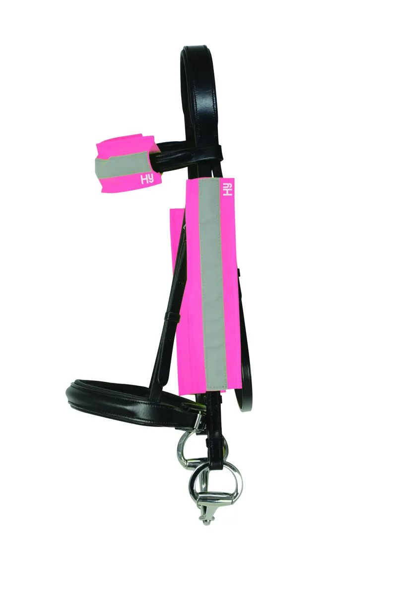 Hy Equestrian Reflector Bridle Bands - Pink-1
